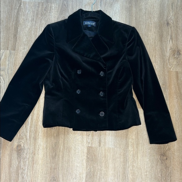 Harold’s Black Velvet Double-Breasted Blazer - Picture 1 of 12